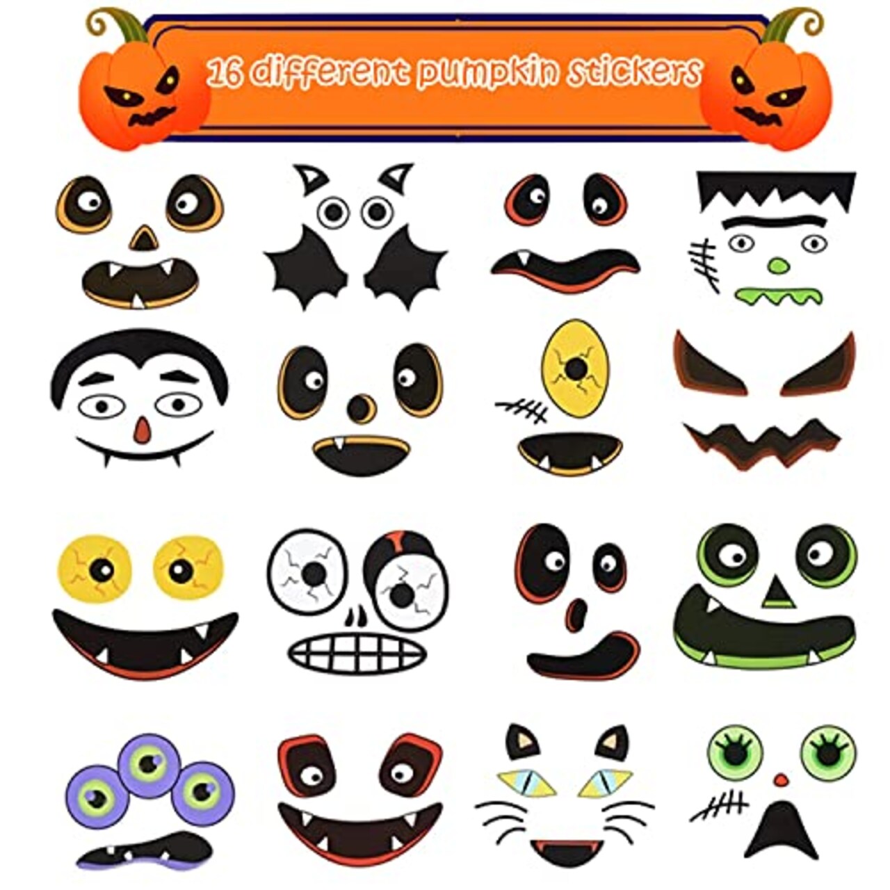 16 PCS Halloween Crafts for Kids Home Decorations Craft Kit DIY with Self-Adhesive Pumpkin Stickers Halloween Activities for Kids